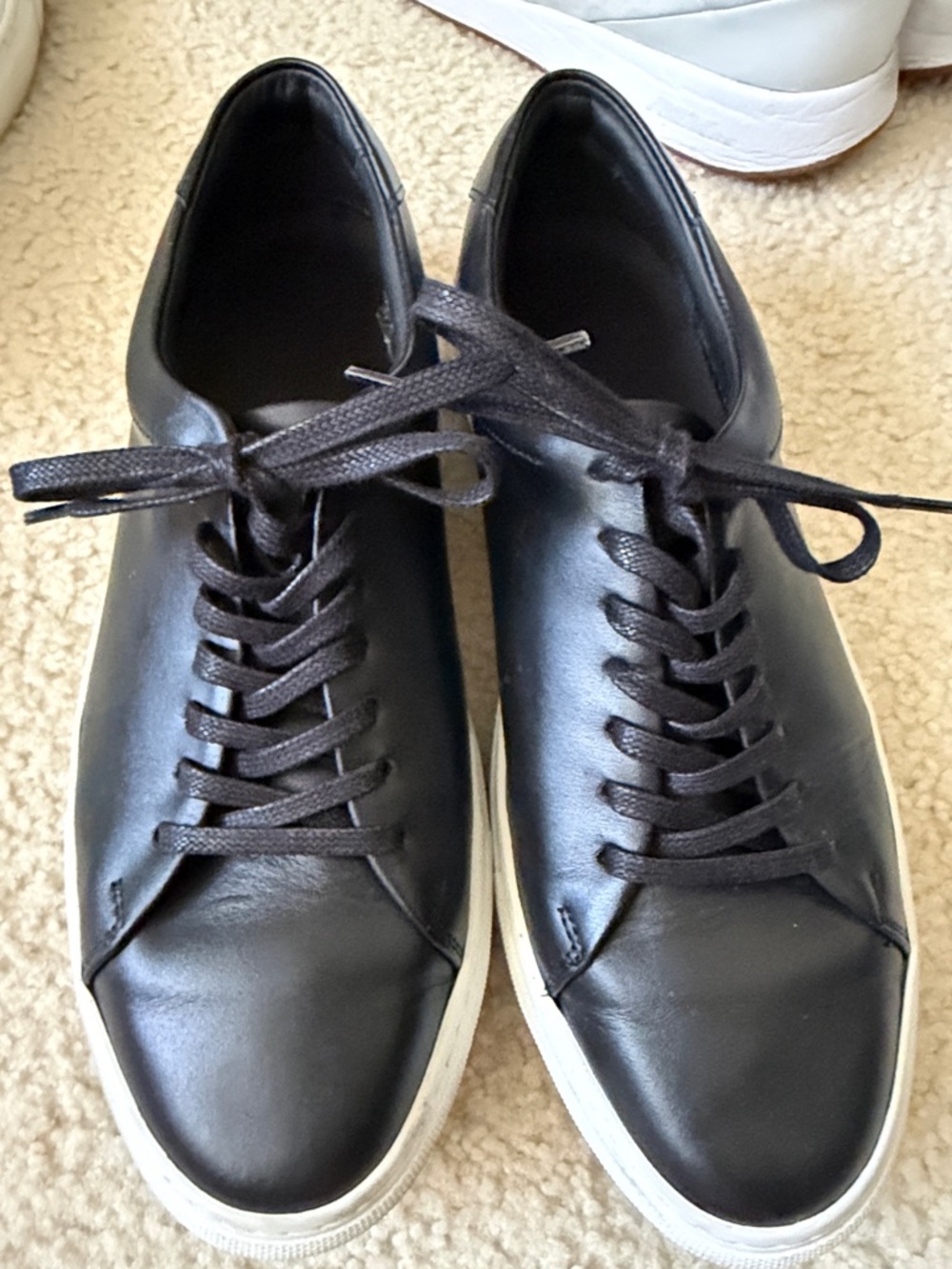 Beckett Simonon Black Leather Sneakers with White Sole